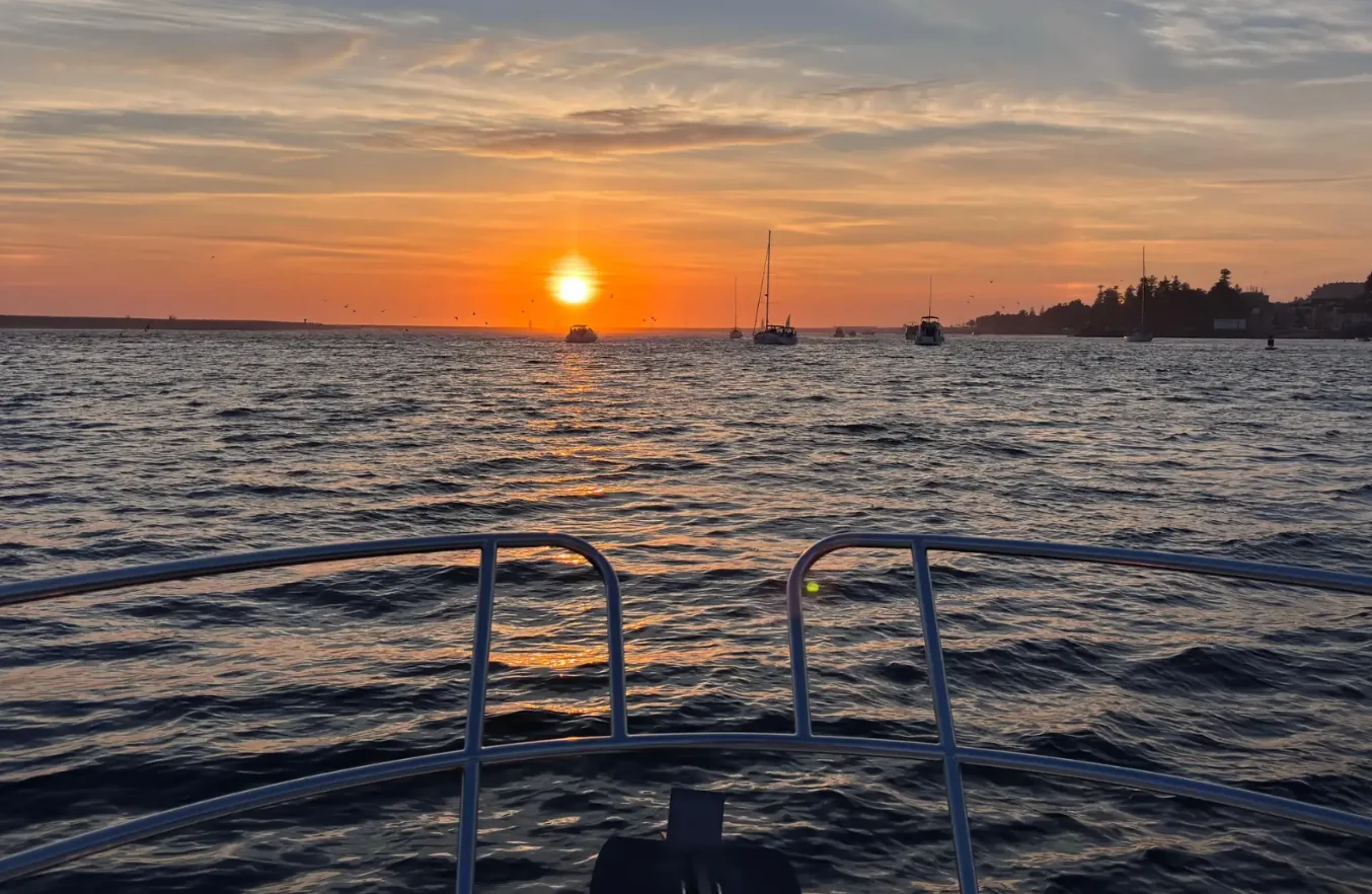 Sunset seen from the bow of GLEE